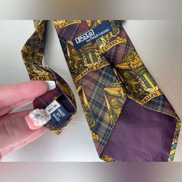 Vintage Polo Ralph Lauren Silk Tie Lions Crest Preppy USA Made - Picture 5 of 5